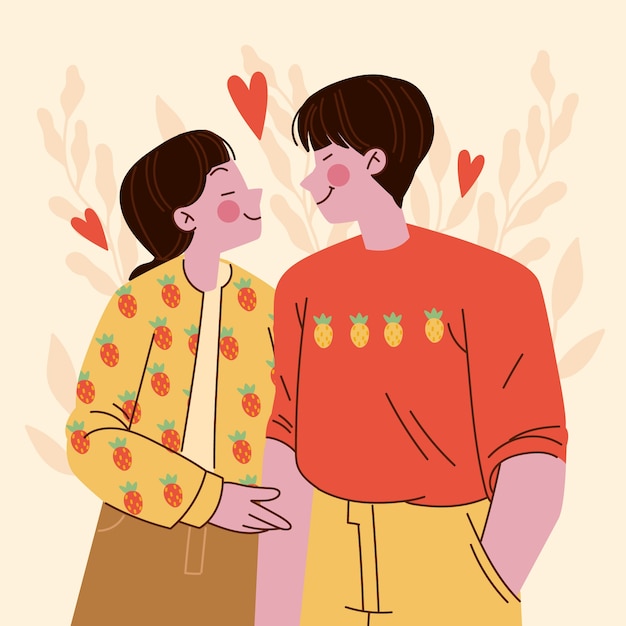 Free vector flat design asian couple illustration