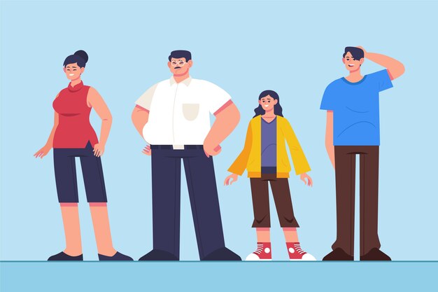 Flat design asian family illustration