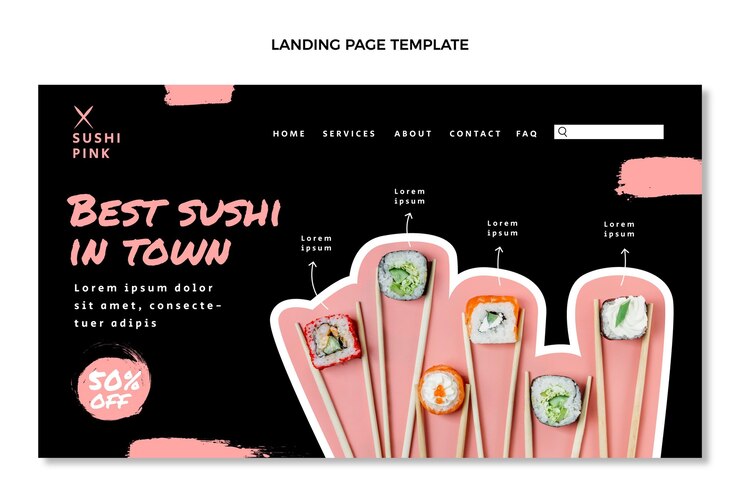 Free Vector flat design asian food landing page