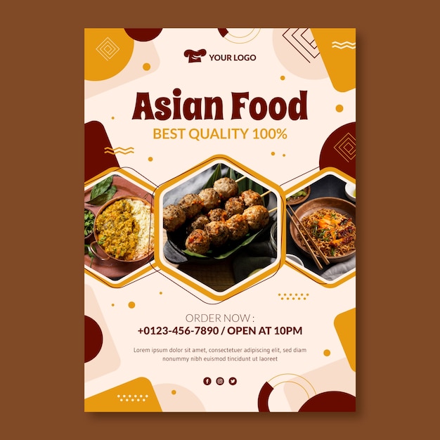 Free vector flat design asian food poster