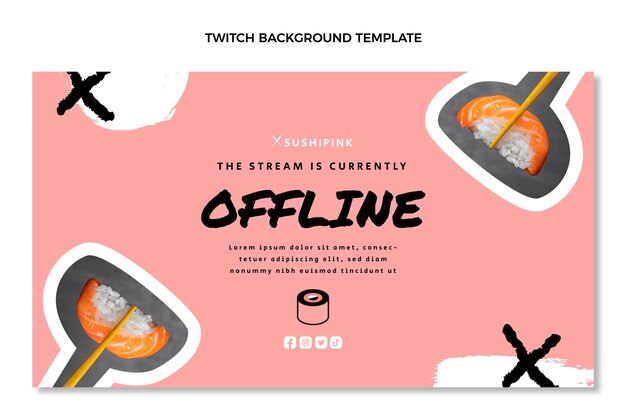 Flat design asian food twitch background