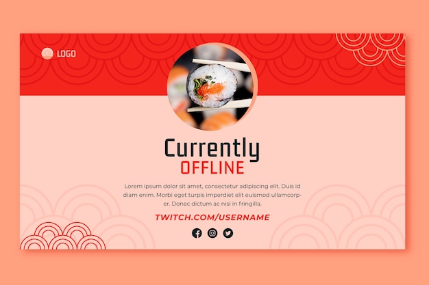 Flat design asian food twitch background