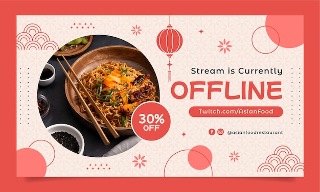 Free vector flat design asian food twitch background