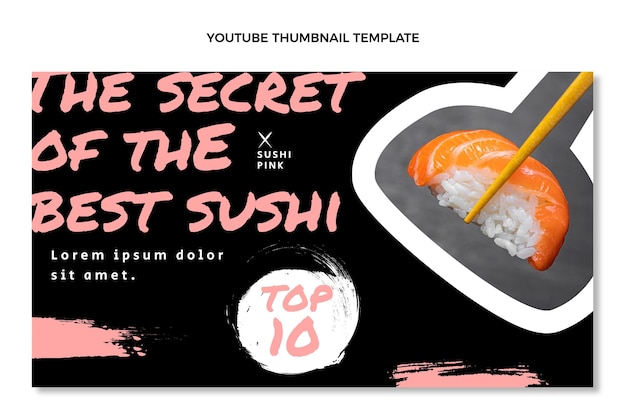 Free vector flat design asian food youtube thumbnail