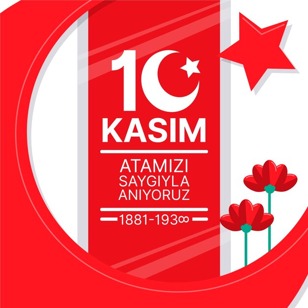 Flat design ataturk memorial day