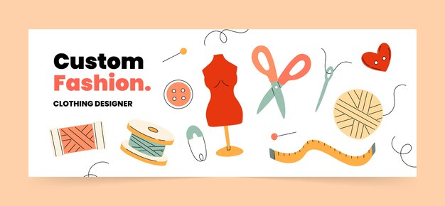flat design atelier facebook cover template