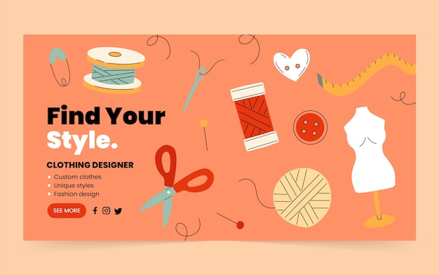 Free vector flat design atelier facebook post template