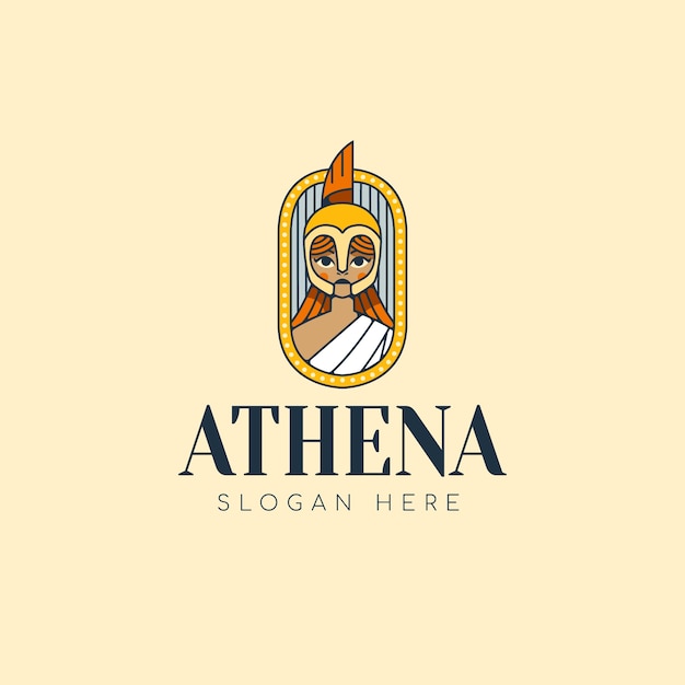 Vettore gratuito modello di logo athena design piatto