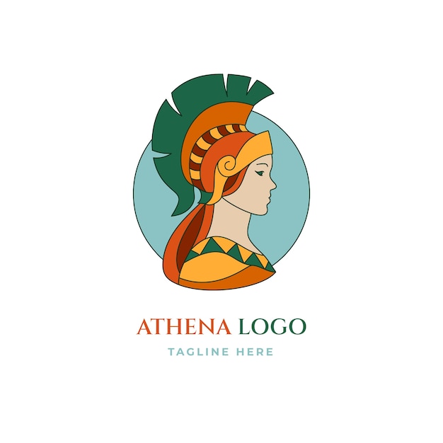 Vettore gratuito modello di logo athena design piatto