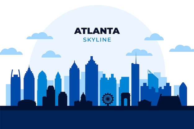 Vettore gratuito siluetta dell'orizzonte di atlanta design piatto