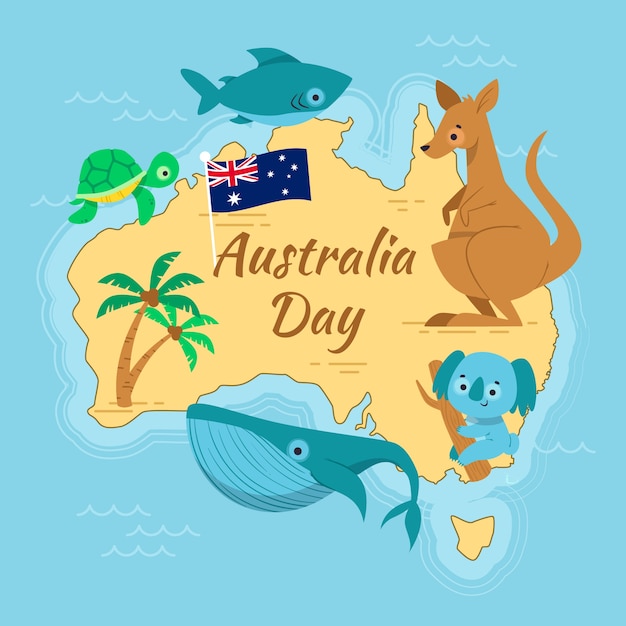 Flat design australia day concept