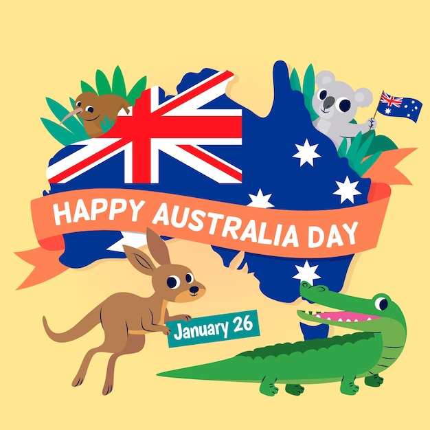 Free vector flat design australia day concept