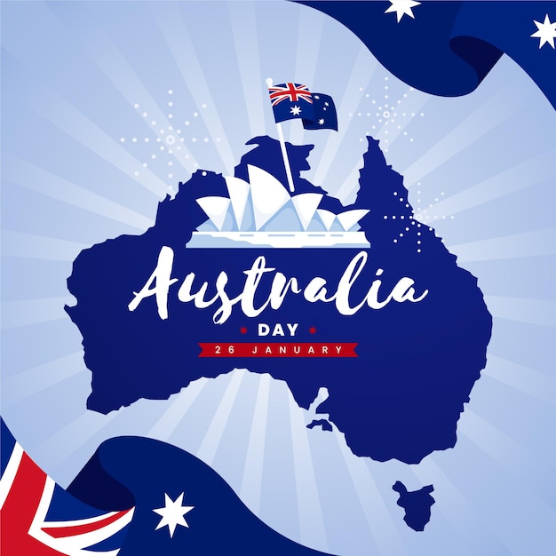 Free vector flat design australia day with map