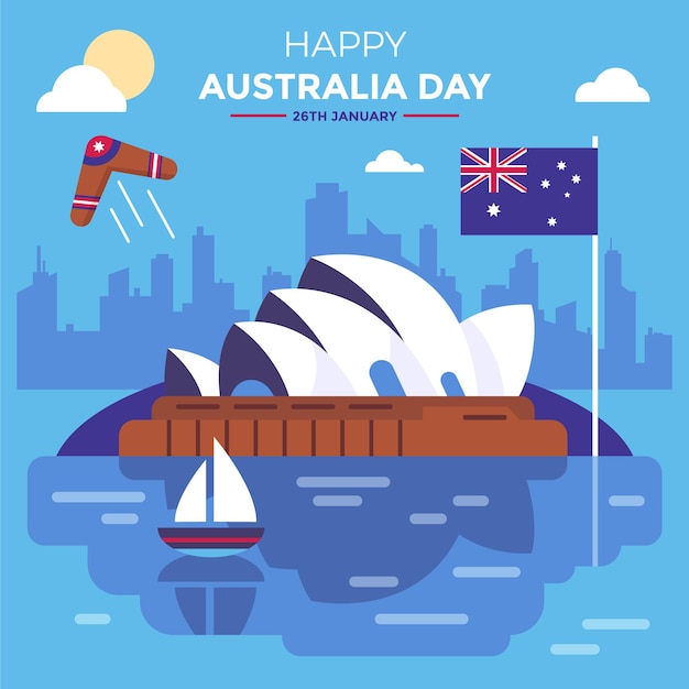 Vettore gratuito design piatto australia day