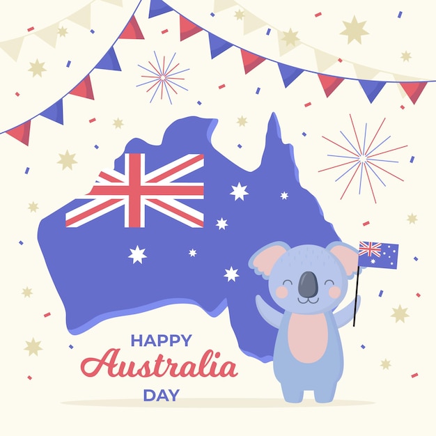 Vettore gratuito design piatto australia day