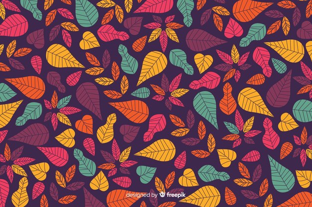 Flat design autumn background with leaves