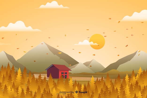 Free vector flat design autumn background with leaves