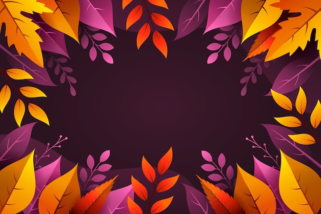 Flat design autumn background with leaves