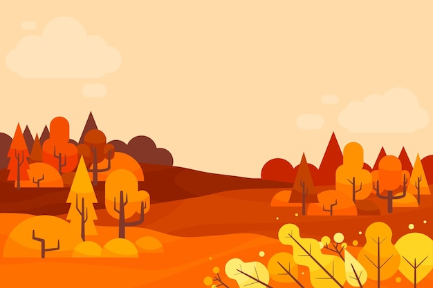 Free vector flat design autumn background with trees