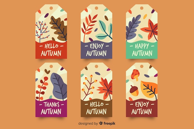 Flat design autumn badge collection