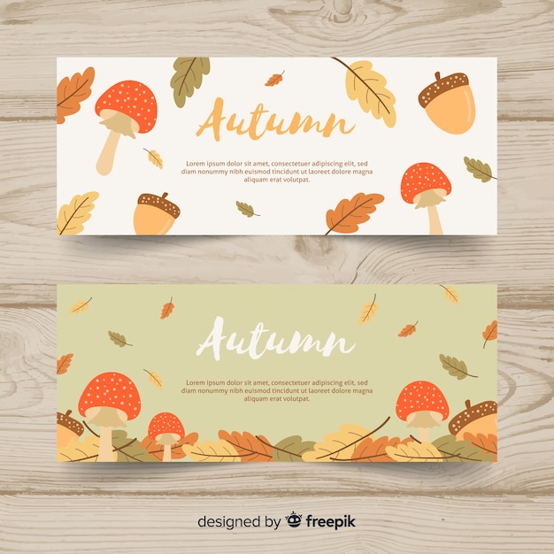 Free vector flat design autumn banners template