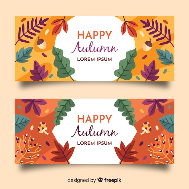 Flat design autumn banners template