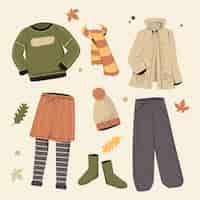 Free vector flat design autumn clothes collection