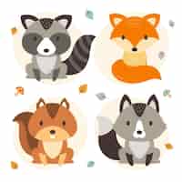 Free vector flat design autumn forest animals collection
