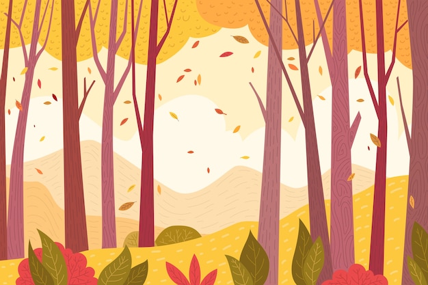 Flat design autumn landscape