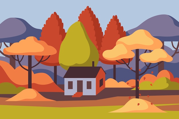 Flat design autumn landscape