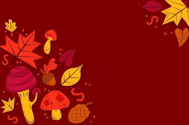 Flat design autumn leaves background with copy space