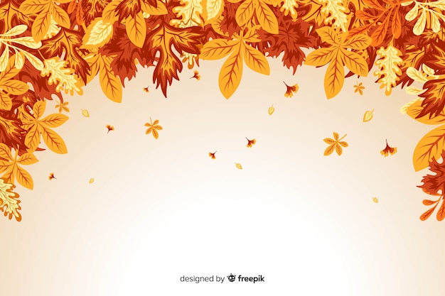 Flat design of autumn leaves background