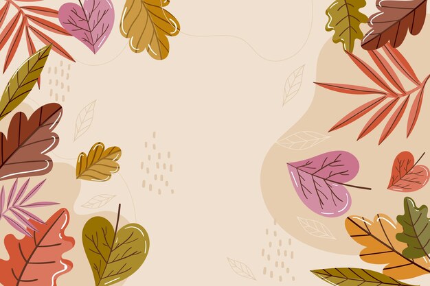 Flat design autumn leaves background