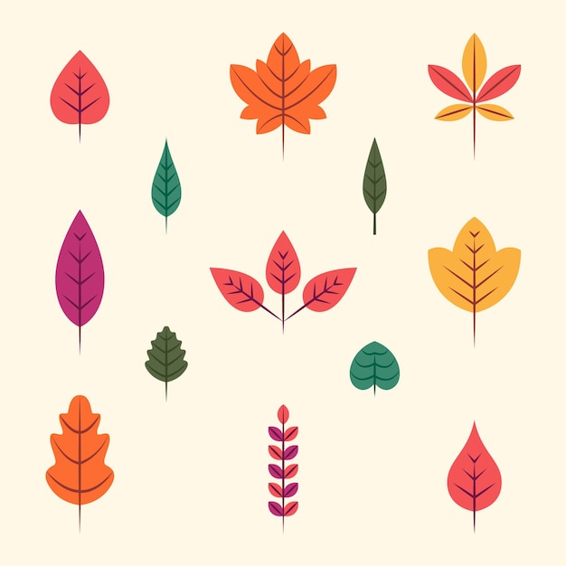 Flat design autumn leaves pack