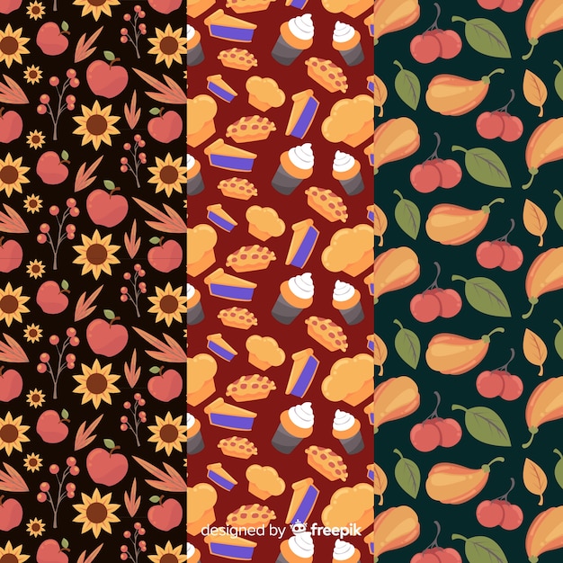 Flat design autumn pattern collection