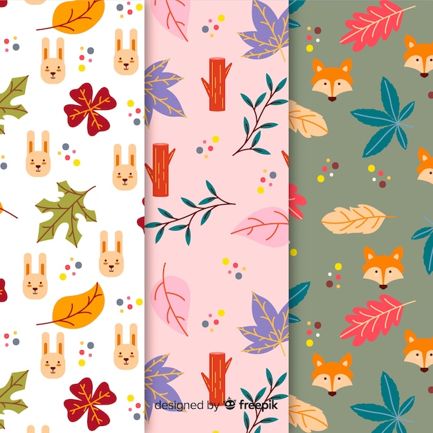 Free vector flat design autumn pattern collection