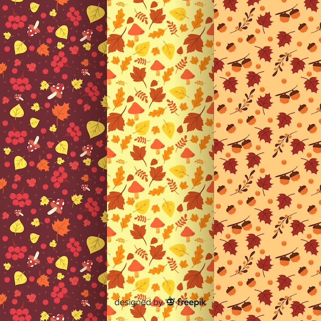 Free vector flat design autumn pattern collection