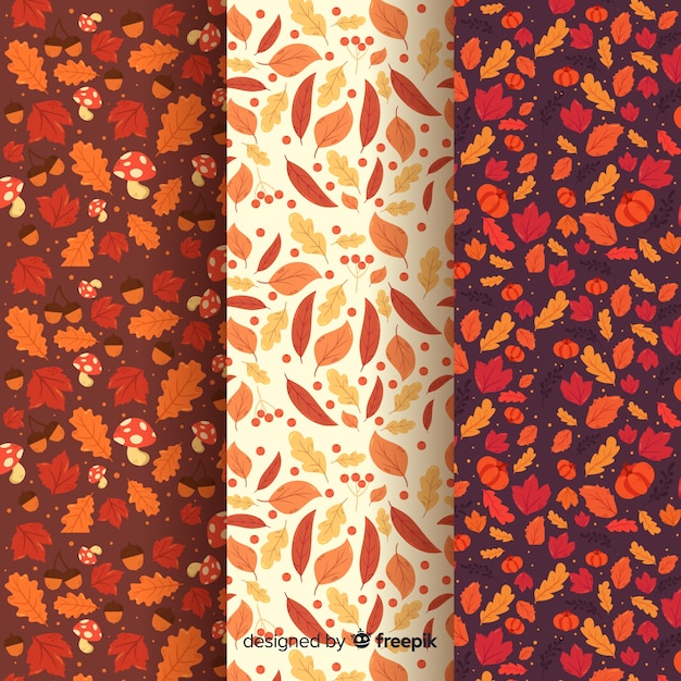 Flat design autumn pattern collection