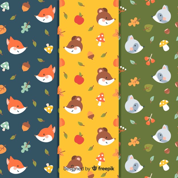 Flat design autumn pattern collection