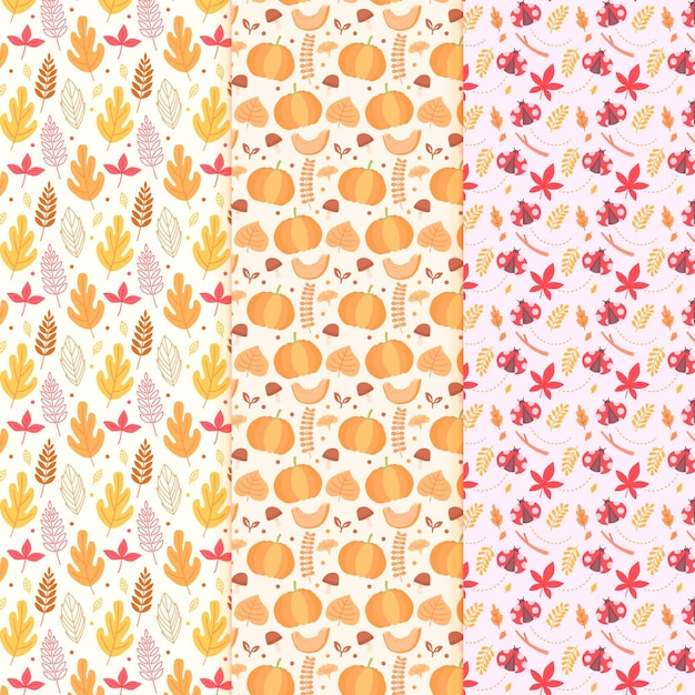 Free vector flat design autumn pattern collection