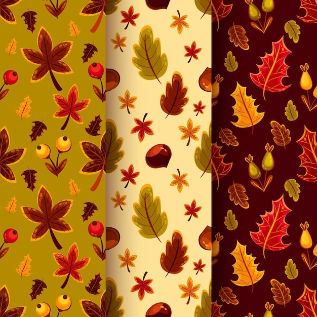 Flat design autumn pattern collection