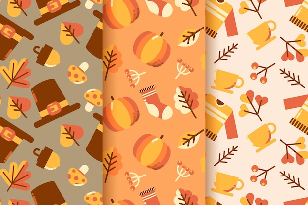 Free vector flat design autumn pattern pack