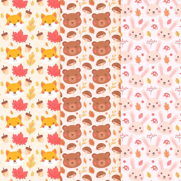 Free vector flat design autumn pattern set