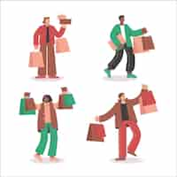 Free vector flat design autumn people sale shopping