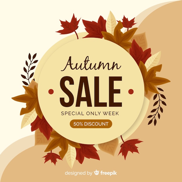 Flat design autumn sale background