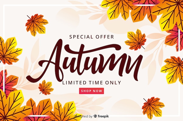 Flat design autumn sale background