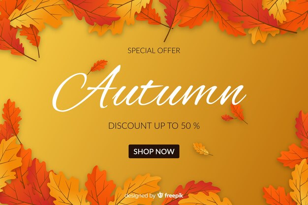 Flat design autumn sale banner