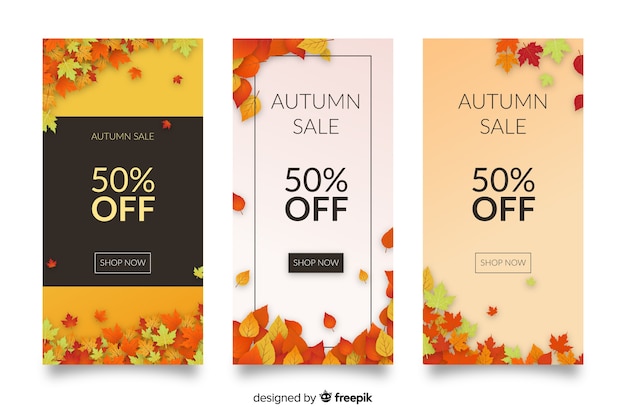 Flat design autumn sale banners collection