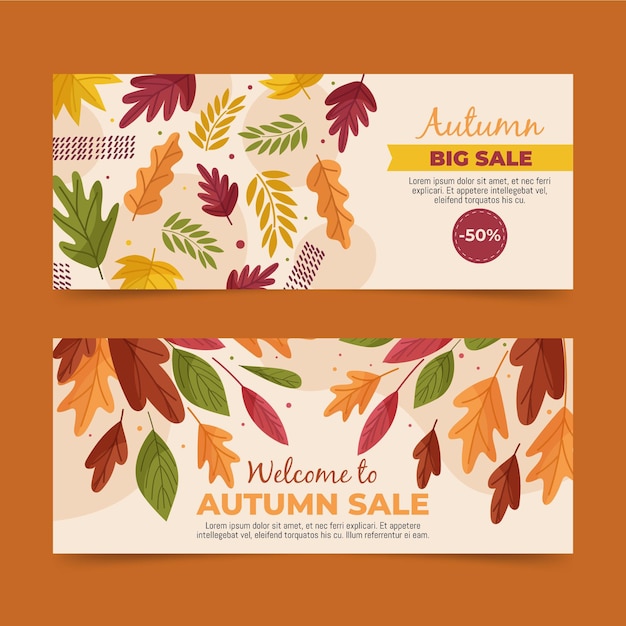 Free vector flat design autumn sale banners pack