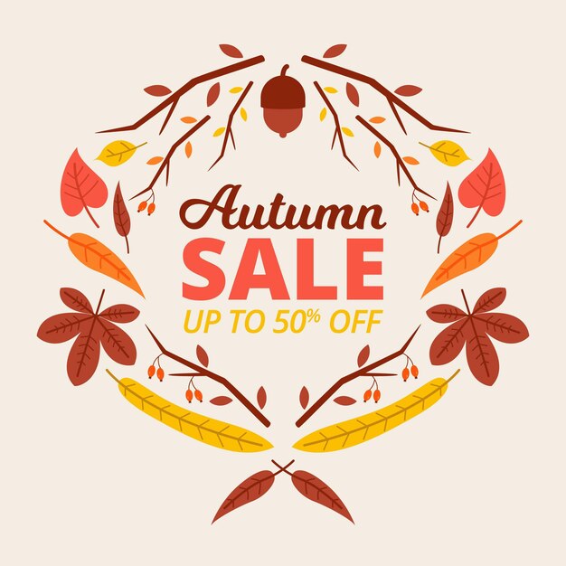 Flat design autumn sale with offer